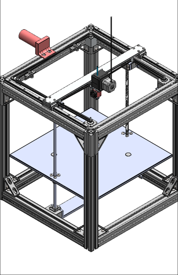 CAD model of the complete 3D printer assembly